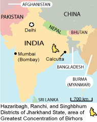 map of the Birhor
