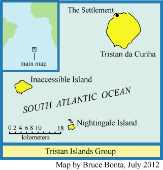 Tristan Islands group map